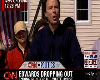 Headline: John Edwards Announces End to Campaign